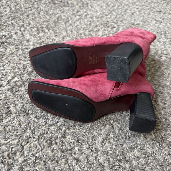 VTG Y2K Chadwick’s Boots Red Suede Leather Square Toe Block Heel Size 8 M Retro - Picture 9 of 11